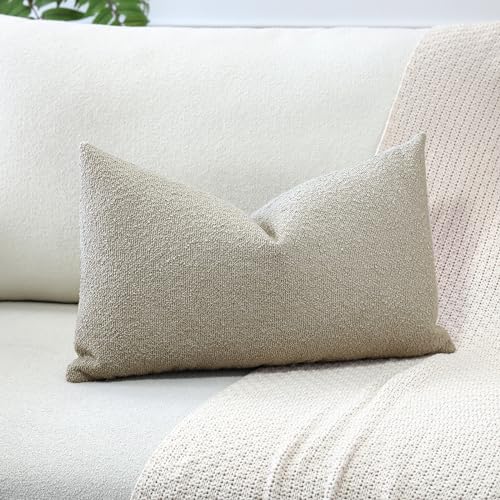 OTOSTAR Set of 1 Textured Boucle Throw Pillow Covers Lumbar Pillow Cases Cozy Soft Decorative Couch Cushion Case for Chair...