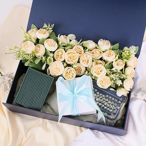 Aimyoo Navy Blue Magnetic Gift Boxes with Lids 10.5x7x3 in, Medium Bridesmaid Groomsman Proposal Box, Rectangle Collapsibl...