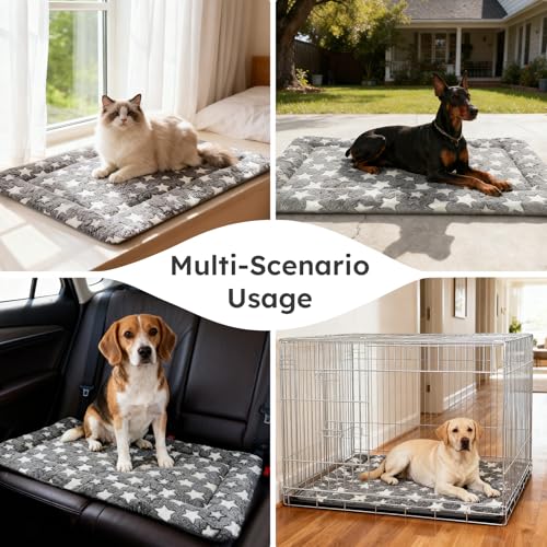 Dog Bed Mat, Dual-Sided Dog Crate Bed Mat - Ultra Soft & Machine Washable Kennel Pad for Cats and Extra Small Dogs, All-Se...