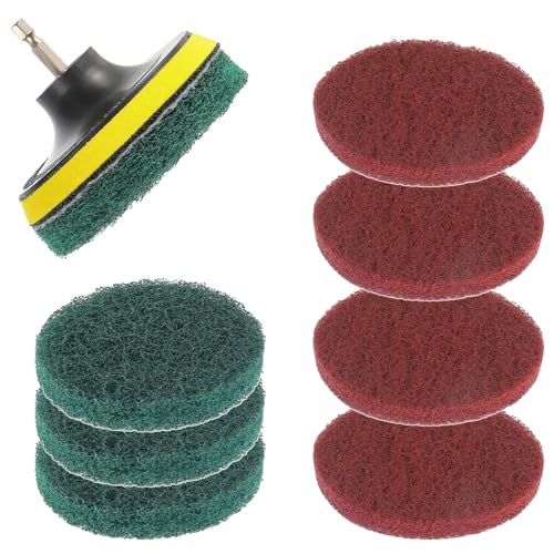 EPLZON 4 Inch Scrub Drill Brush Power Scouring Pads Household Cleaning Set for Kitchen Bathroom 4 Red Pads 4 Green Pads 1 ...