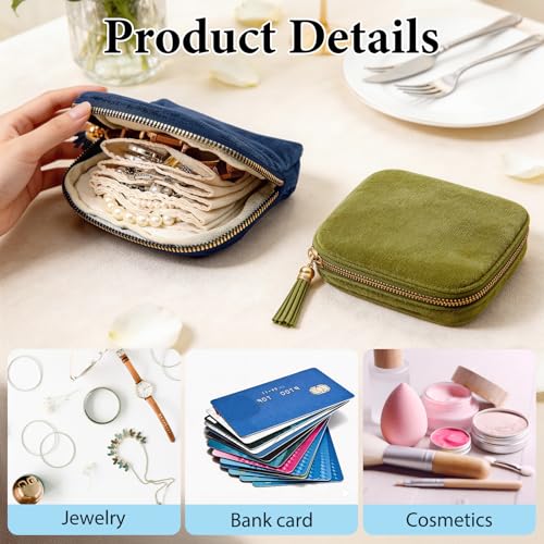 CHICERA 2 Pack Travel Jewelry Case Set – Small Velvet Pouch Organizer for Earrings, Necklaces, Bracelets | Portable Mini J...