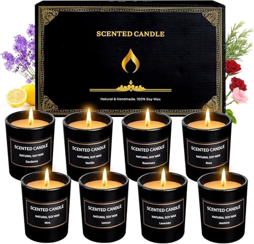 Scented Candles Gifts for Women Men, 8 Pack 3 Oz Scented Candles for Home, Natural Soy Wax Strong Fragrance Long Lasting A...