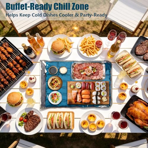 Babeezy Party Mat Chiller Foldable Reusable Cooling Mat with Sleeve, Extra-Large 45×35 cm(Soak-to-Activate) 35 Large Cells...