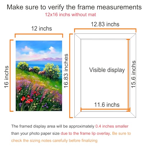 BESCRCL 12x16 Frame Wall Hanging Picture Frames, Black, 1 Pack