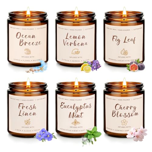 Soy Scented Candles Gift Set - 6 Pack 42oz 300 Hour Natural Soy Wax Long Lasting Candles Gift for Women Birthday Valentin...