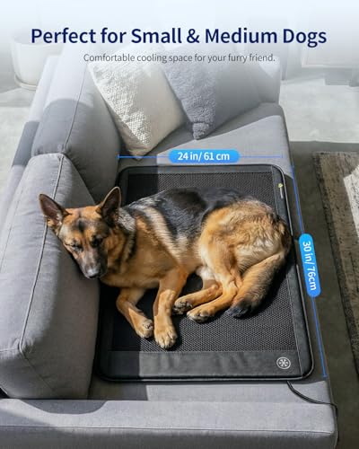 Homcolorful Electric Dog Cooling Mat, 30"x24" Pet Cooling Mat Indoor with Fan for Dogs and Cats, 3 Cooling Levels, Non-Sli...