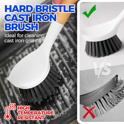 Holikme 6 Pack Dish Brush Scouring Pad Set with Bottle Brush, Dish Brush, Palm Scrub Brush and Straw Brush, Dish Scrubber ...