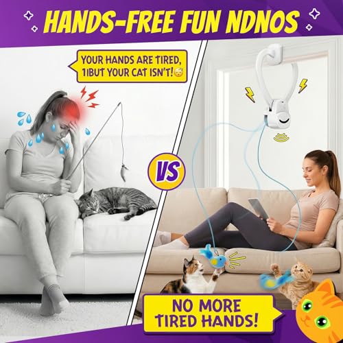 Interactive Cat Toys for Indoor Cats: Automatic Flying Bird Feather Wand Chase Exercise Enrichment Stimulation, USB Rechar...