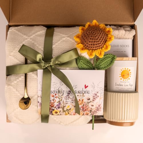 Anforsun Sending Sunshine Sunflower, Thinking of You Care Package Unique Gift Baskets for Women, Best Friend Birthday and ...