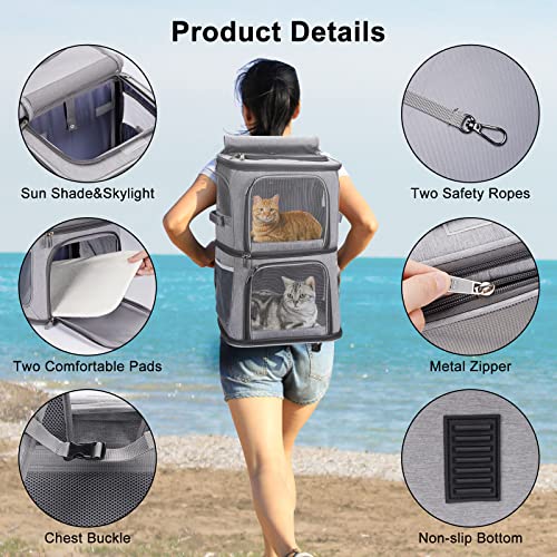 VOISTINO 2-in-1 Double Pet Carrier Backpack for Small Cats and Dogs, Portable Pet Travel Carrier, Super Ventilated Design,...