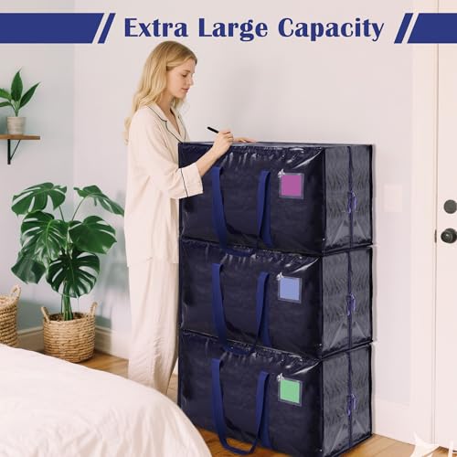 6 Pack Extra Large Heavy Duty Moving Bags with Reinforced Zipper & Wide Handles, Moisture-Resistant Storage Bins Packing C...