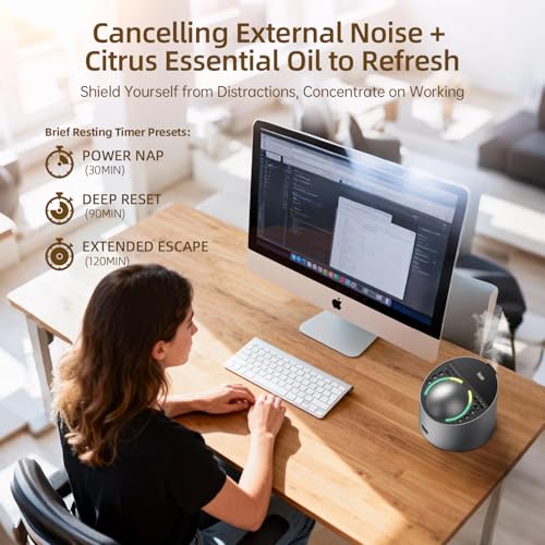 ANWOON Sound Machine with Aroma Diffuser, Premium Metal Shell White Noise Machine, Soothing Night Light, 50+ Natural Sound...