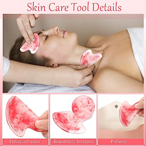 Sherr 16 Pcs Gua Sha Facial Tools Gua Sha Stone Facial Massage Tools Face Massager for Body Spa Acupuncture Relieve Muscle...