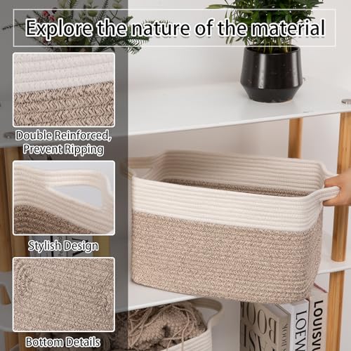 OIAHOMY 3 Pack Storage Baskets for Organizing, 13''X9.85''X8.7'' Storage Bins,Woven Basket with Handles, Toy Storage Bin,S...