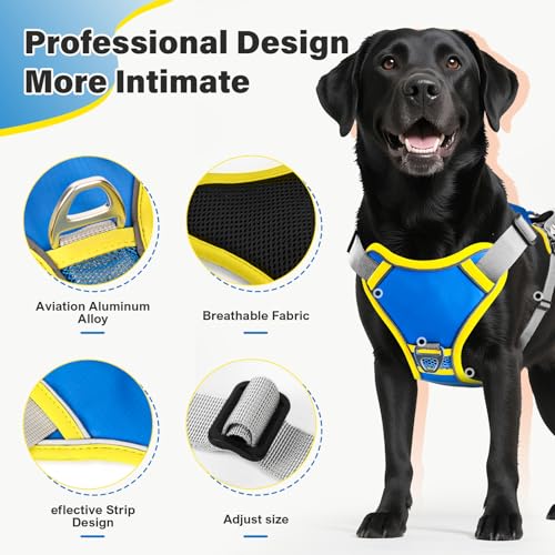 paatata No Pull Dog Harness, 2 in 1 Retractable Harness with Auto-Lock, Reflective Breathable Mesh and Handle, Adjustable ...