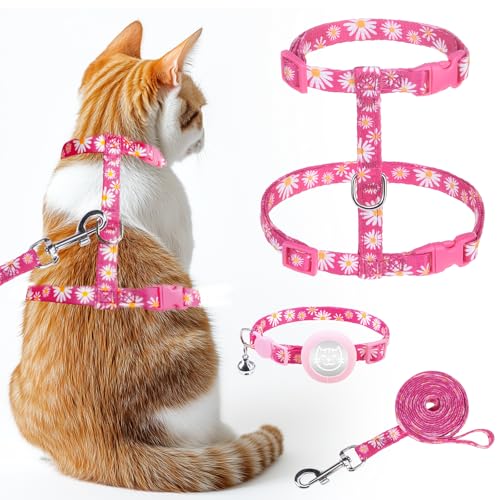 KOOLTAIL Cat Harness and Leash Set Escape Proof with Airtag Holder Collars (3 in 1), Comfortable Lightweight Adjustable Ki...