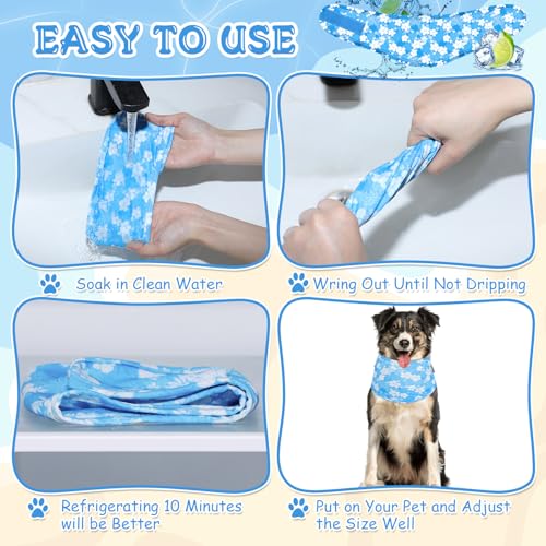 Dansydaisy 5 Pcs Dog Cooling Bandanas Instant Cooling Neck Wraps Breathable Ice Scarf Pet Basic Collar for Small to Large ...