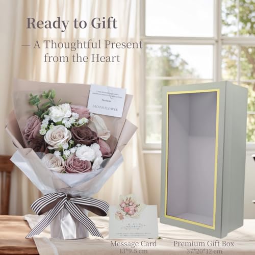MEJARDIN Soap Flower Bouquet, Elegant Artificial Flowers Bouquet in Luxury Gift Box with Greeting Card, Romantic Long Last...