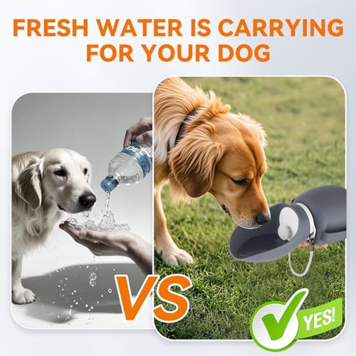 Billionchains Dog Water Bottle 27 OZ Large Capacity Dog Travel Water Bottle with Drinking Trough Pet Drinking Feeder for O...