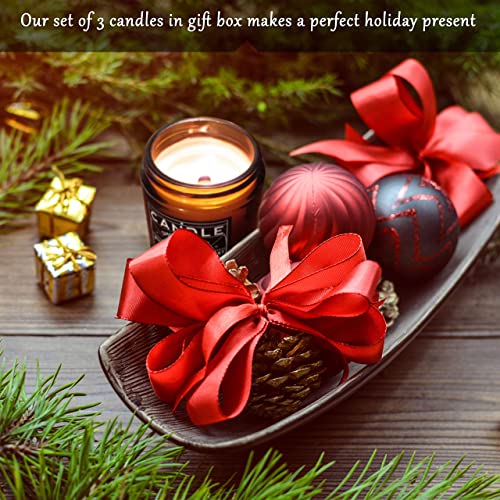 Scented Candle Gift Set with Crackling Wood Wicks 3, 4oz Candles, Misty Falls, Alpine Spruce, Spring Meadow - Designed for...