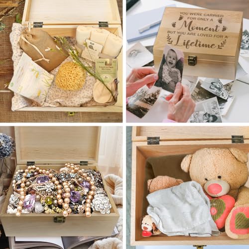 arricraft 1 Pc Wooden Memory Keepsake Box, Miscarry Memory Box with Hinged Lids for Baby Loss Memorial Gift Storage Box Ke...