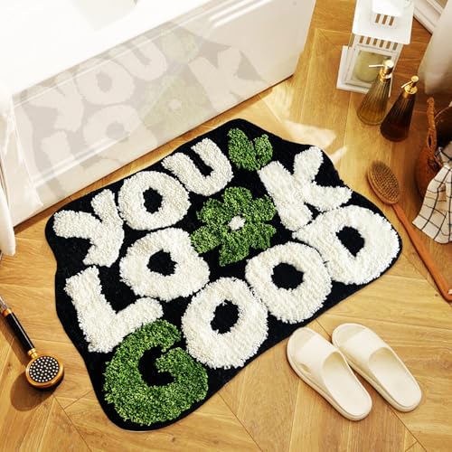 TWWDE AUG You Look Good Bath Rug, Fun Bathroom Rug,Black Bathroom Rugs Cool Rugs for Bedroom Non Slip Microfiber Plush Coo...
