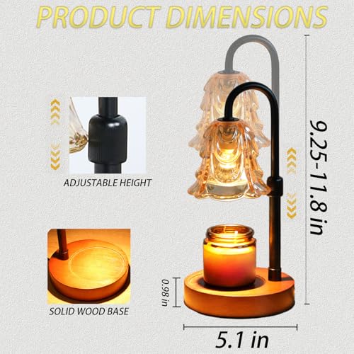 Zholp Dimmable Candle Warmer Lamp with Timer, Adjustable Height, 2 Bulbs - Wax Melt Warmer for Scented Wax and Jar Candle...
