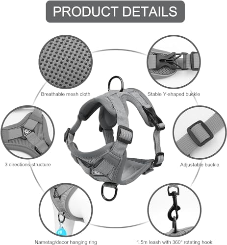 Cat Harness and Leash Set, Upgraded Escape Proof Adjustable Vest with Lead for Large Cat Small Dog Puppy Outdoor Walking, ...