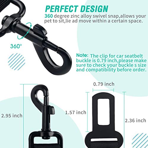 COOYOO Dog Seat Belt,3 Piece Set Retractable Dog Car Harness Adjustable Dog Seat Belt for Vehicle Nylon Pet Safety Seat Be...