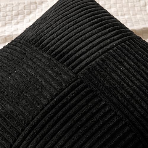 MIULEE Black Decorative Throw Pillow Covers 18x18 Inch for Couch Bed Sofa Pack of 2 Boho Farmhouse Throw Pillows Soft Cros...