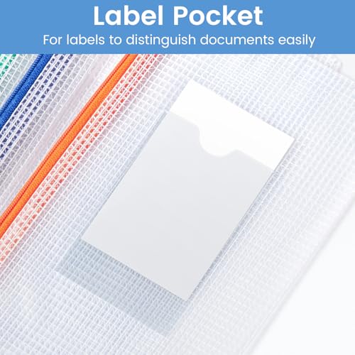 Sooez 24 Pack Mesh Zipper Pouch Bags with Label Pocket, A6 (9.1×4.7 in) Small Pencil Case Pouch for Organizing, Clear Plas...