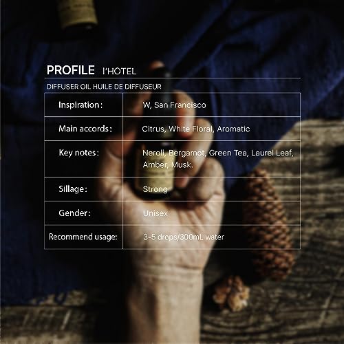 l'Hotel Diffuser Oil, White Floral Citrus Scent, Lifestyle Blend Neroli, Green Tea, Laurel Leaf, Musk Essential Oils Blend...