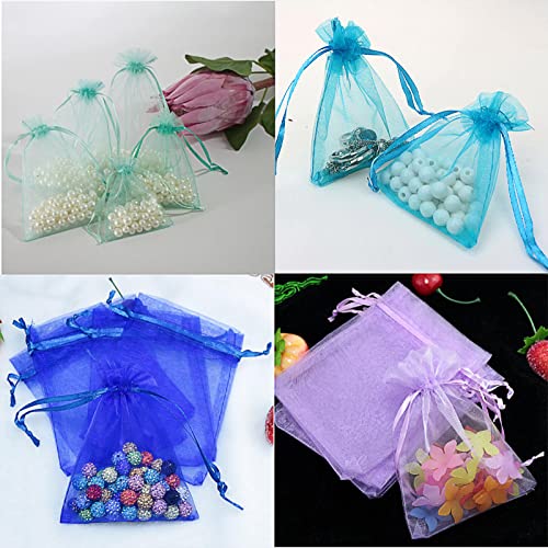 Organza Bags 100Pcs 4x4.72 inch, Drawstring Organza Jewelry Pouches Wedding Party Christmas Favor Gift Bags, for Festival,...