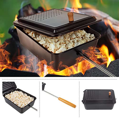 Campfire Popcorn Popper - Old Fashioned Popcorn Maker with Nonstick Finish and Extended Handle - Camping Gear and Campfire...