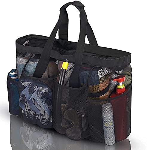 GOTDYA Extra Large Beach Bag Mesh Tote with Zipper and Pockets Ideal for Your Family Cruise/Beach Vacation Essentials | Ex...