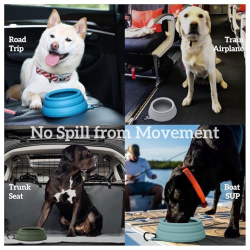 OHMO Spill Proof Collapsible Dog Water Bowl 24oz for Cars, No Splash Portable Bowls for Dog Travel, Pet Essentials for Roa...