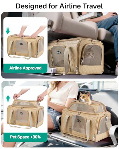 CarryTip Cat Carrier Airline Approved 17x11x9.5 Inches, Top Expandable Soft Sided Pet Travel Carrier for Cats & Small Dog...