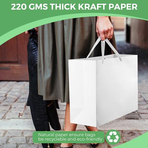 MOXARYSU White Gift Bags With Handles: 16x6x12 Inch 3pcs Extra Large White Paper Gags Bulk For Party Shopping Birthday Wed...