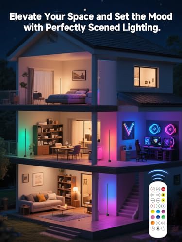 GIPOYENT Standing Floor Lamp, RGB LED Lamp with Music Sync, Smart App and Remote Control Ambience Light with Music Sync, L...