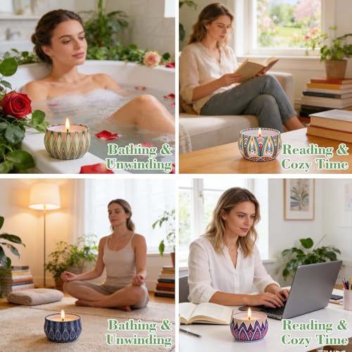 Scented Candle Gift Set - 12 Pack Candles for Home Scented, 300-Hour Long-Lasting Soy Wax Aromatherapy Candles with Lead-F...