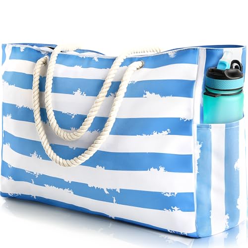 SRISE Large Beach Bag for Women & Men, Beach Bags Waterproof Sandproof, Travel Tote Bag, Swim Pool Bag for Family Outdoor