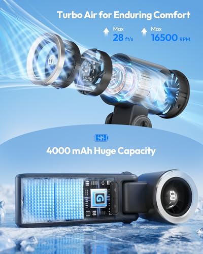 Gaiatop Portable Handheld Turbo Fan, 21 Hrs Cooling, 180° Foldable 4-in-1 Hand Held Fans, 6-Speed (1-100) Personal Mini Ha...