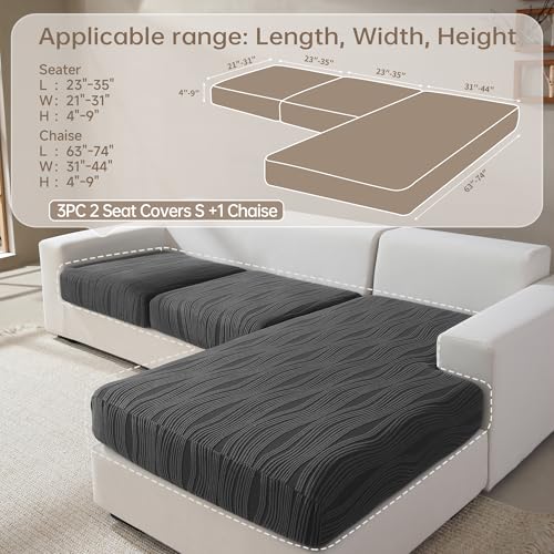QIANMEW Couch Cushion Covers, Super Stretch Washable Sofa Slipcovers for L Shaped & Modular Seats, Pet-Friendly Furniture ...