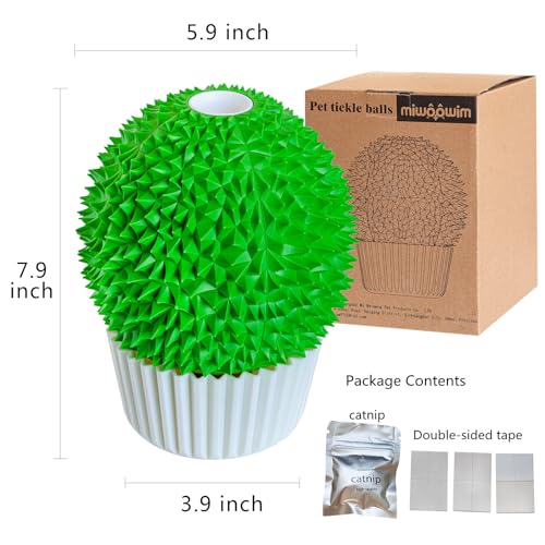 Miwoowim Catnip Feeder - Cat Face Scratcher Wall Corner Massage Comb for Indoor Cats Self Grooming Brush (Green)