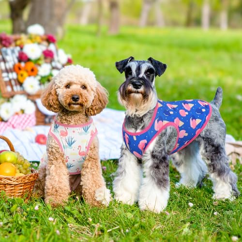 Vehomy 4-Pack Dog Summer Shirt Puppy Cat Summer Cool Sleeveless with Lemon Cherry Icecream Flamingo Patterns Dog Cooling V...