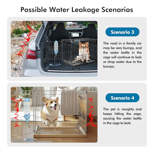 Vannon Dog Water Dispenser for Cage, 34oz Auto Feeding Crate Water Bottle for Dogs, Cats & Rabbits, Pet Nozzle Diameter: 1...