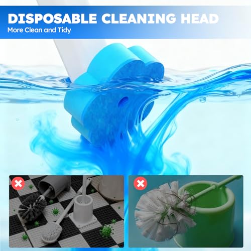 Disposable Toilet Brush 2 Pack- Toilet Bowl Cleaner, Toilet Bowl Brush, Each Toilet Wand with 10PCS Brush Refills for Bath...