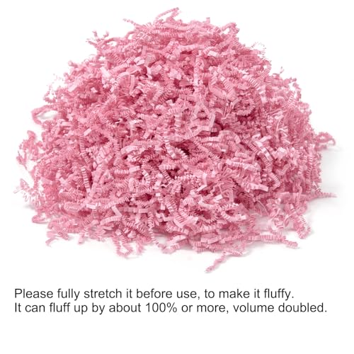 Mefleet 1/2 LB Crinkle Cut Paper Shred Filler 8 oz Light Pink Crinkle Shredded Paper for Gift Box - Gift Basket Bag Filler...