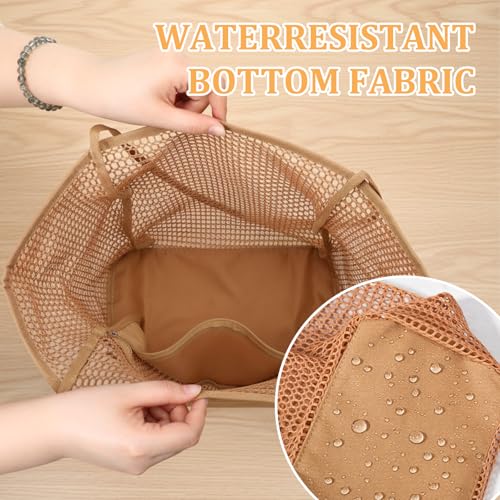 Yuomeaz Mesh Beach Bag, Beach Tote Bag for Women, Summer Travel Sandproof Woven Shoulder Handbag for Swimming