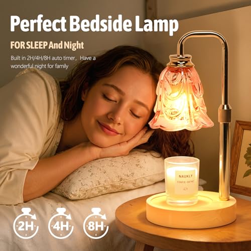 Candle Warmer Lamp with Timer Electric Adjustable Height Candle Warmer Dimmable Wax Warmer Lamp Jar Candles with 2 Bulbs f...